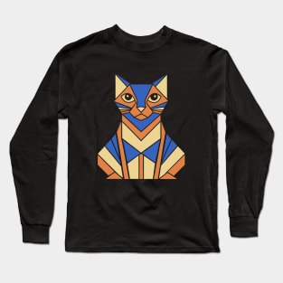 Geometric Cat - Abstract Animal Long Sleeve T-Shirt